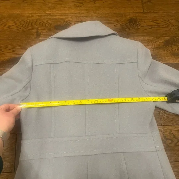 Kristen Blake Women's Wool Blend Walking Coat, Light Blue Long Jacket Peacoat - Picture 6 of 12